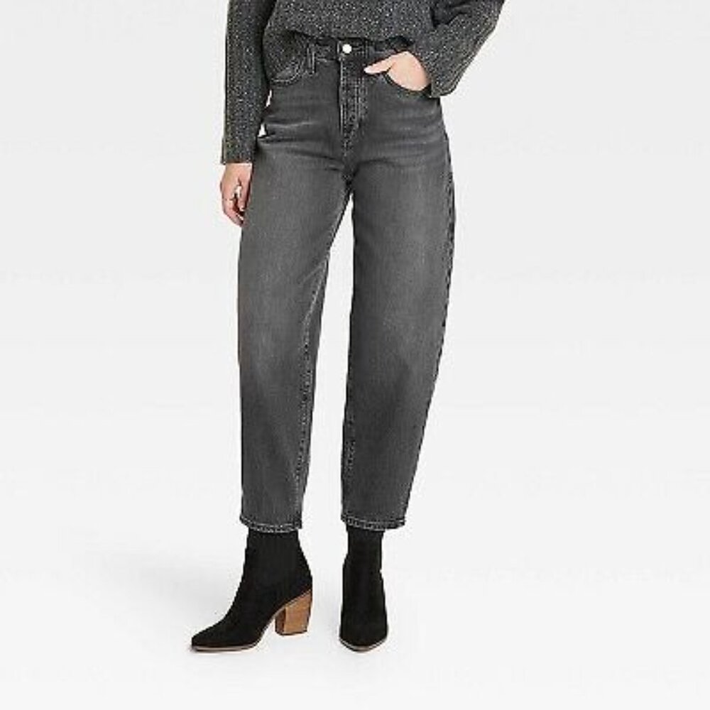 Women's Universal Thread High Rise Balloon Jean Tapered Leg Black Wash Size 10